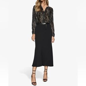 Reiss Black Midi Skirt